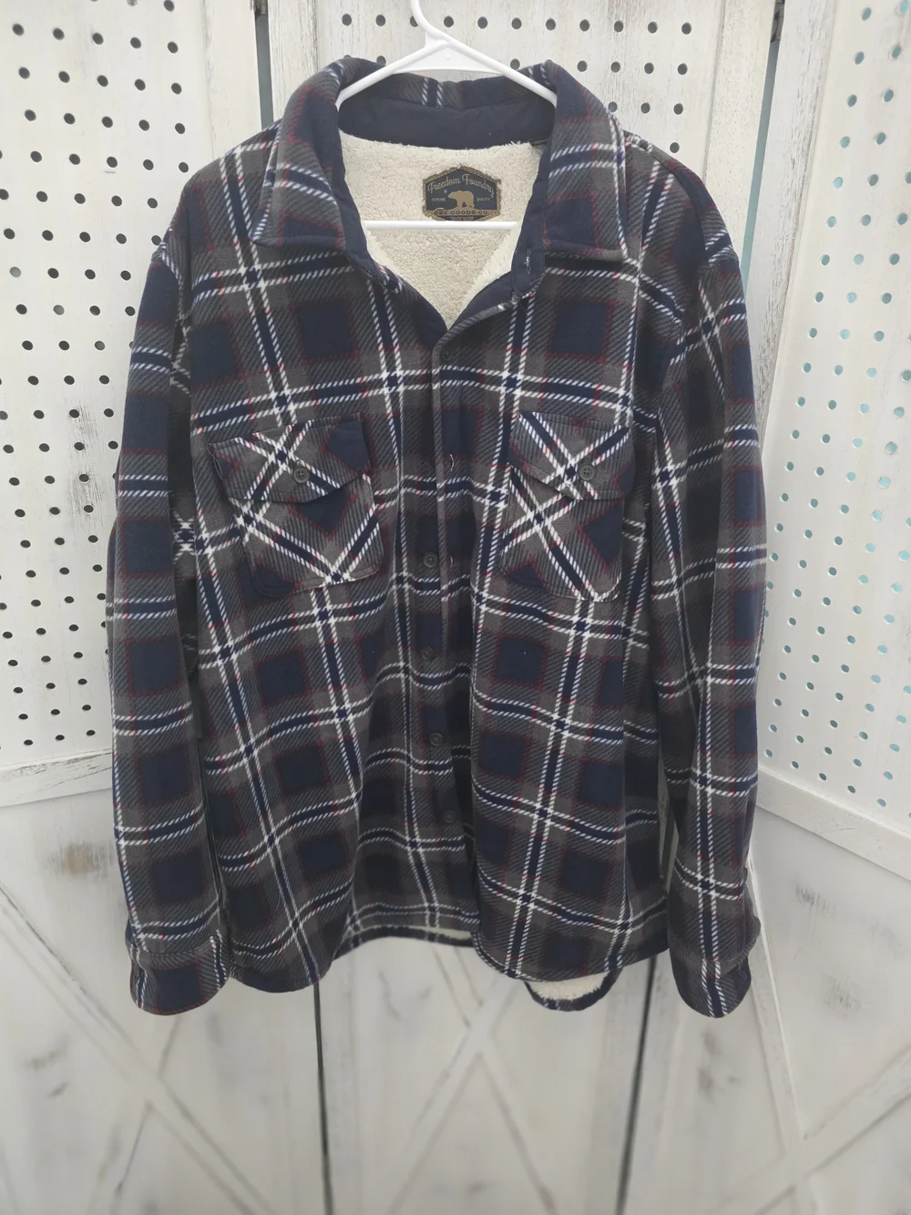 Freedom Founders Mens Plaid Sherpa Ligned Jacket Size XXL